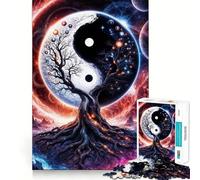 Rompecabezas del Árbol de la Vida Yin Yang,1000 Piezas,Entrenamiento cognitivo,Piezas Perfectamente encajables,Regalo de cumpleaños,Juguete para ejercitar la Mente (38x52cm)