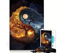 Rompecabezas del Árbol de la Vida Yin Yang para Adultos,1000 Piezas,estimulación Mental,Juego de Corte preciso,alineación, Actividad para Fortalecer los Lazos Familiares (38x26cm)