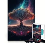 Rompecabezas del Árbol del Mundo Yggdrasil para Adolescentes 1000 Piezas Juego de diversión Mental Conexión Limpia y fluida Forma Atractiva de Pasar el Tiempo Libre (38x26cm)