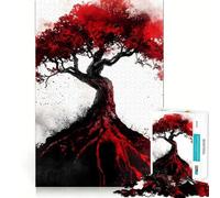 Rompecabezas del Árbol del Mundo Yggdrasil Rojo, 1000 Piezas para Adultos Ayuda a Mejorar la Memoria y Alivia la ansiedad Diseño artístico para armar Regalo (50x75cm)