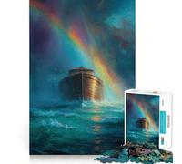 Rompecabezas del Arca de Noé bajo un arcoíris, 1000 Piezas, para Adolescentes, Desarrollo de la Mente, diversión Familiar, Bordes precisos, Regalo Memorable (50x75cm)