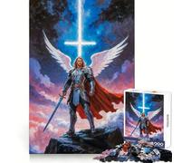 Rompecabezas del Arcángel Miguel, Guerrero Angélico, 1000 Piezas, para Adolescentes Potencia la Mente, Disfruta con Tranquilidad, Bordes Uniformes, Regalo navideño (38x52cm)