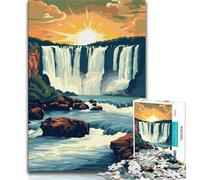 Rompecabezas del Atardecer en Las Cataratas del Iguazú para Adultos y Adolescentes Ayuda a ejercitar el Cerebro Juguetes adictivos para Cultivar la Paciencia Gran Regalo 38x26cm