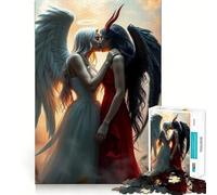 Rompecabezas del Beso del Ángel y el Demonio para Adultos,1000 Piezas,Mejora la Concentración,Divertido,Tamaño Uniforme,Piezas Precisas,Actividad para Compartir con Seres Queridos (38x52cm)