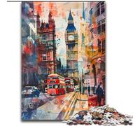 Rompecabezas del Big Ben de Londres en Acuarela para Adolescentes, Juguetes educativos, Juegos Familiares, Ideales para Decorar el Escritorio (26x38cm)