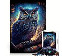 Rompecabezas del Búho Vigilante Nocturno, 1000 Piezas para Adultos, Juguete para concentrarse y ejercitar la Mente, Ideal para el hogar y el Ocio, con Bordes Ajustados, Regalo de Papá Noel (38x26cm)