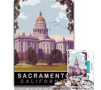 Rompecabezas del Capitolio del Estado de Sacramento para Adultos, 1000 Piezas, Juego desafiante y Familiar, decoración de Pared, cumpleaños y Navidad, 50x75cm