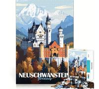 Rompecabezas del Castillo de Neuschwanstein de 1000 Piezas para Adolescentes Fortalece la Memoria, Alivia la tensión, Borde de Calidad, (50x75cm)