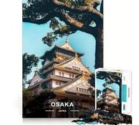 Rompecabezas del Castillo de Osaka, Japón, 1000 Piezas para Adultos, Juguete para ejercitar la Mente, Ideal para el hogar y el Ocio, con Bordes Ajustados, Regalo de Papá Noel (38x26cm)