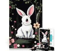 Rompecabezas del Conejo Blanco en el Bosque para Adolescentes 1000 Piezas Estimula la Mente Divertido Corte Limpio Componentes Resistentes Actividad Conmovedora para Compartir (38x26cm)