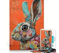 Rompecabezas del Conejo Floral para Adolescentes, 1000 Piezas, Mejora la Memoria, Diversión Tranquila, Bordes Precisos, Regalo Artístico 50x75cm