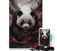 Rompecabezas del Dios Panda Enojado con Ojos Rojos,1000 Piezas para Adolescentes,Juego para estimular la Mente,Montaje Firme y Seguro,Actividad Divertida para Toda la Familia (38x26cm)
