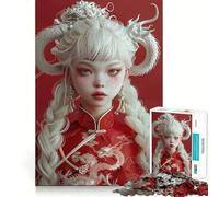 Rompecabezas del Dragón Antiguo y la Mujer,1000 Piezas,Entrenamiento cognitivo,Piezas Perfectamente encajables,Regalo de cumpleaños,Juguete para ejercitar la Mente (38x52cm)