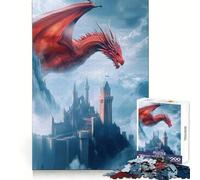 Rompecabezas del Dragón Rojo y el Castillo para Adultos, 1000 Piezas, Rompecabezas para ejercitar la Mente, Ideal para el hogar, Regalo de cumpleaños (50x75cm)