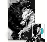 Rompecabezas del Dragón Yin Yang de 1000 Piezas Ejercicio Mental Divertido Piezas de Ajuste preciso Una Forma entretenida de Pasar el Tiempo Libre (38x26cm)