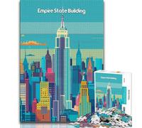 Rompecabezas del Empire State Building para Adolescentes Desafiantes, Divertidos y Graciosos, con póster y Hoja de Trivia a Juego 75x50cm