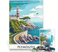 Rompecabezas del Faro de Plymouth para Adultos, 1000 Piezas, lógica Clara, Juguete, pasatiempo Tranquilo, Corte Perfecto, Regalo Elegante (38x52cm)