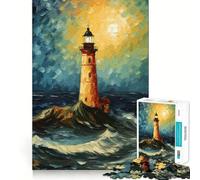 Rompecabezas del Faro de Van Gogh,1000 Piezas,Divertido,de Calidad Profesional,Ideal para ejercitar la Mente (38x52cm)