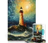 Rompecabezas del Faro de Van Gogh,1000 Piezas para Adolescentes Tren de la Memoria Diversión,conexión Limpia y sin interrupciones Actividad Relajante para Grupos en Interiores (50x75cm)