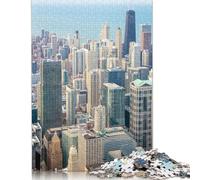 Rompecabezas del Horizonte de Chicago: Juego de Bricolaje, Rompecabezas de cartón Premium para Mujeres, Hombres, niños, 1000 Piezas (75 x 50 cm)