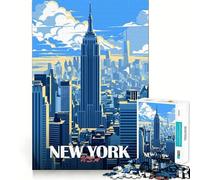 Rompecabezas del Horizonte de la Ciudad de Nueva York de 1000 Piezas para Adolescentes Juguete para ejercitar la Mente Tiempo en Familia Arte y Montaje Regalo Creativo (38x52cm)