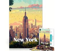 Rompecabezas del Horizonte de la Ciudad de Nueva York de 1000 Piezas para Adultos Mejora la Memoria Momento de Paz Bordes Finos Regalo Ideal para Pedir un Deseo a Santa Claus (50x75cm)