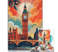 Rompecabezas del Horizonte de Londres con el Big Ben, 1000 Piezas, Ideal para Adolescentes, Juego de Preguntas y respuestas, decoración de Pared, cumpleaños y Navidad, 50x75cm