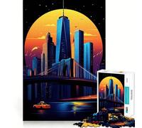 Rompecabezas del Horizonte de Nueva York con Puente, 1000 Piezas, para Adolescentes, Desarrollo de la Mente, diversión Familiar, Bordes precisos, Regalo Memorable (38x26cm)