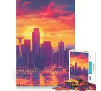 Rompecabezas del Horizonte de Seattle al Atardecer, 1000 Piezas para Adultos, Juguete cognitivo, Divertido, para armar Juntos, Pieza de colección de Arte (38x26cm)