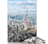 Rompecabezas del Horizonte de Tokio con la Torre de Tokio, antiestrés, de cartón 100% Reciclado, para Adultos y niños, único, 1000 Piezas (75 x 50 cm)