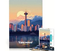 Rompecabezas del Horizonte de Vancouver al Atardecer para Adultos,1000 Piezas,Juego de Memoria,Corte láser para un Ajuste Perfecto, aliviar el estrés (38x52cm)