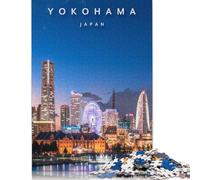 Rompecabezas del Horizonte de Yokohama, Rompecabezas de cartón 100% Reciclado, Ideal para el Día del Adulto, 1000 Piezas (75 x 50 cm)