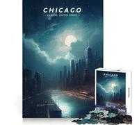 Rompecabezas del Horizonte Urbano de Chicago para Adolescentes,1000 Piezas,desafío Inteligente,pasatiempo Relajante,Cierre Fino, (50x75cm)