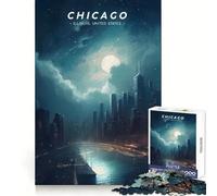 Rompecabezas del Horizonte Urbano de Chicago para Adolescentes,1000 Piezas,Ejercicio Inteligente,Entretenimiento Tranquilo,Cierre sin Fisuras,Sorpresa de cumpleaños (38x52cm)