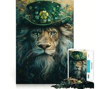 Rompecabezas del león del Día de San Patricio para Adultos, 1000 Piezas, para estimular la Memoria, Juego en Grupo, patrón de Montaje, Sorpresa navideña (38x52cm)