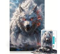 Rompecabezas del Lobo de la Tormenta Mítico para Adultos, 1000 Piezas, Juguete de Lógica Fuerte, Juego Relajante, Borde Transparente, Regalo Artístico (50x75cm)