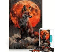 Rompecabezas del Lobo Naranja Místico para Adultos, 1000 Piezas, Juguete de Lógica Fuerte, Juego Relajante, Bordes Transparentes, Regalo Artístico (38x26cm)