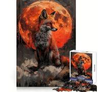 Rompecabezas del Lobo Naranja Místico para Adultos, 1000 Piezas, Juguete de Lógica Fuerte, Juego Relajante, Bordes Transparentes, Regalo Artístico (38x26cm)