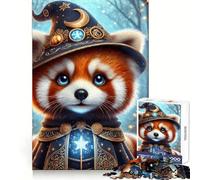 Rompecabezas del Mago Panda Rojo para Adultos, 1000 Piezas, Mejora la Memoria, relaja la Mente, Pieza de colección de Arte de Bordes Afilados (38x26cm)