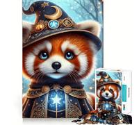 Rompecabezas del Mago Panda Rojo para Adultos, 1000 Piezas, Mejora la Memoria, relaja la Mente, Pieza de colección de Arte de Bordes Afilados (38x26cm)