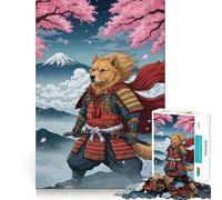 Rompecabezas del Monte Fuji con diseño de Perro samurái para Adolescentes, 1000 Piezas, diseño Relajante y Divertido, decoración de Pared con Corte nítido (38x52cm)
