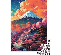 Rompecabezas del Monte Fuji de Japón, Arte Colorido, Premium, 100% Reciclado, Papel Rectangular, Rompecabezas para Adultos y Adolescentes, 1000 Piezas (38 x 26 cm)