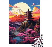 Rompecabezas del Monte Fuji de Japón, Arte Colorido, Rompecabezas Rectangular de Papel Entrelazado preciso para niños y niñas, 1000 Piezas (75 x 50 cm)