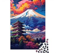 Rompecabezas del Monte Fuji de Japón, Arte Colorido, Rompecabezas Rectangular de Papel Entrelazado preciso para niños y niñas, 1000 Piezas (38 x 26 cm)