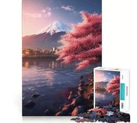 Rompecabezas del Monte Fuji Sereno de 1000 Piezas para Adolescentes, Juguete de Tren lógico, luz Relajante, Corte Suave, decoración de Pared (50x75cm)