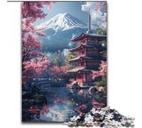 Rompecabezas del Monte Fuji y el Templo para Adolescentes, 1000 Piezas, para Mayores de 14 años, decoración del hogar, Juegos Familiares, Regalos de cumpleaños y Navidad (26x38cm)