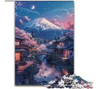 Rompecabezas del Monte Fuji y los Cerezos en Flor para Adolescentes, 1000 Piezas, Divertidos Juegos de Decoración de Pared, Cumpleaños y Navidad (26x38cm)