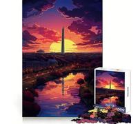 Rompecabezas del Monumento a Washington al Atardecer para Adultos, 1000 Piezas, Desarrollo de la lógica, Actividad Relajante, ensamblaje preciso, Regalo navideño (38x52cm)