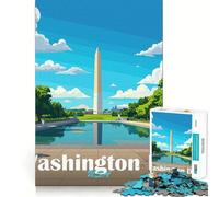 Rompecabezas del Monumento a Washington DC 1000 Piezas Juego de Memoria Mental Manualidad de Corte de Alta precisión Desafío Cerebral Interactivo para el hogar (50x75cm)