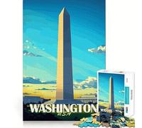 Rompecabezas del Monumento a Washington DC 1000 Piezas Juego Divertido sin Rebabas Piezas de Corte Limpio portátil Ideal para Viajar (50x75cm)